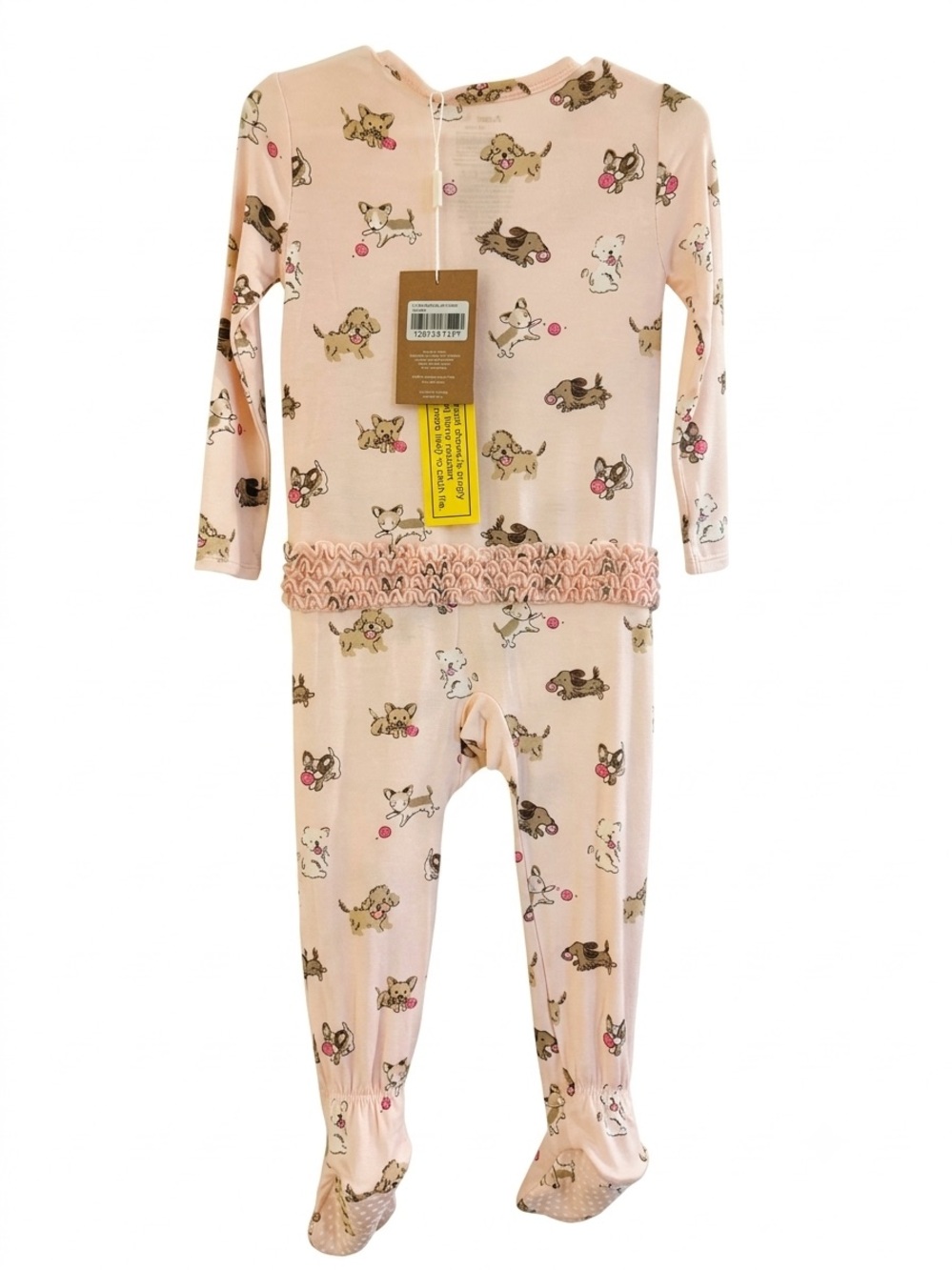 Kids Pink Puppy Print Footed Pajamas - Angel Dear